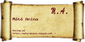 Máté Anina névjegykártya